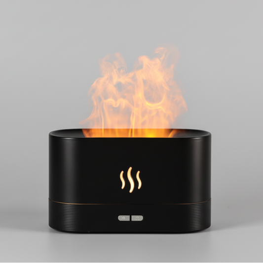 Flame lamp diffuser with realistic fire effect and warm ambient glow
