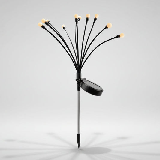 Solar firefly garden lights with flexible stems and warm LED bulbs