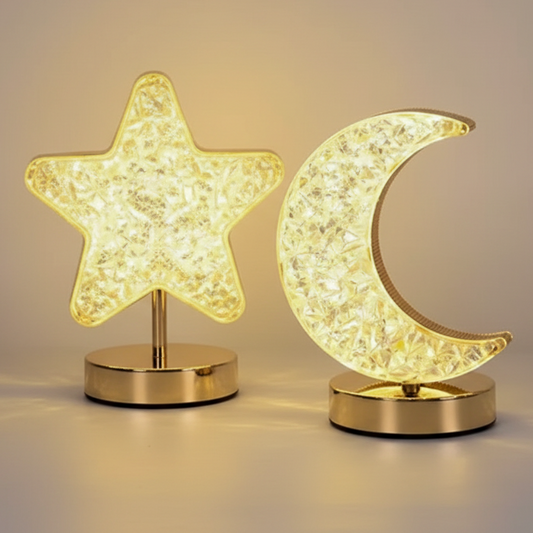 Star and moon touch dimmable night light with warm soft glow